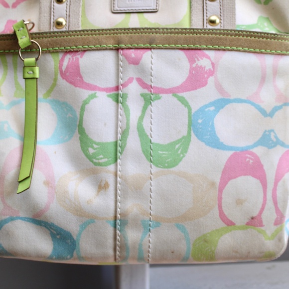 Coach Y2K Vintage NO A06K-247 Hampton Scribble Signature  Monogram Tote Bag - Picture 5 of 12